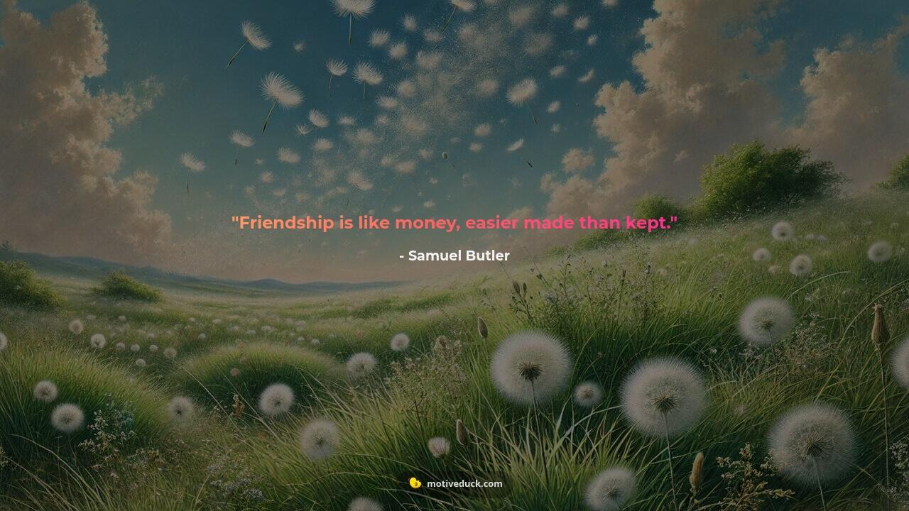 Friendship is like money, easier made than kept. by Samuel Butler